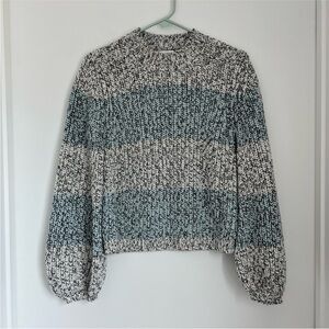 La Ligne Balloon Sleeve Marled Cotton Stripe Sweater XS